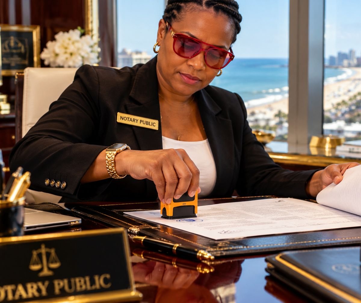 NJNSA notary public stamping a document